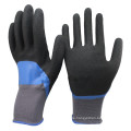 NMSAFETY 13 gauge nahtlose Nylon / Lycra handschuhbeschichtete doppellagige Nitril (glatte + sandige Finfish-Version)